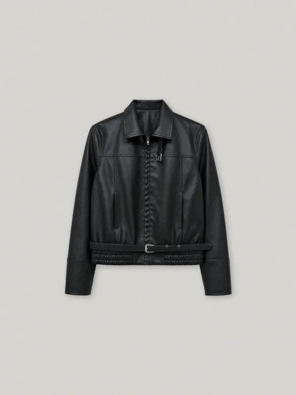 NORTON CROP LEATHER JACKET (BLACK) | 폴뉴아