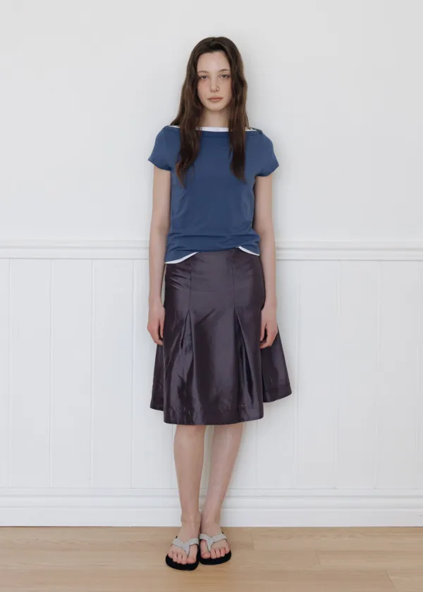 Satin Midi Skirt(Charcoal)