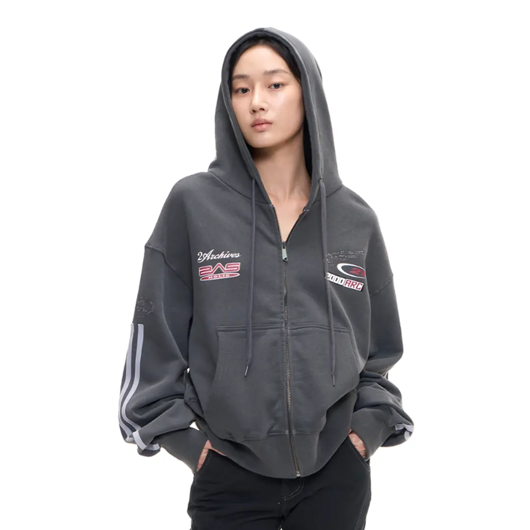 2000아카이브 [셀럽착용]ARC RACING HOODIE ZIP UP (GREY) 상품 이미지 2