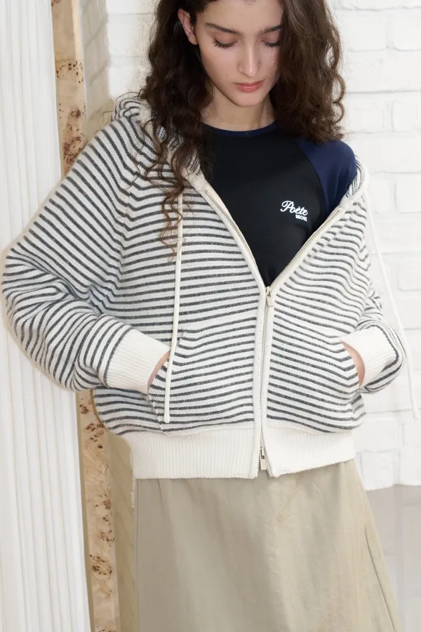 HALO STRIPE KNIT_ivory/gray [9/16예약배송]