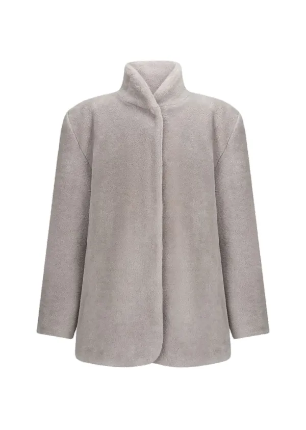 shearling mid jacket, grey