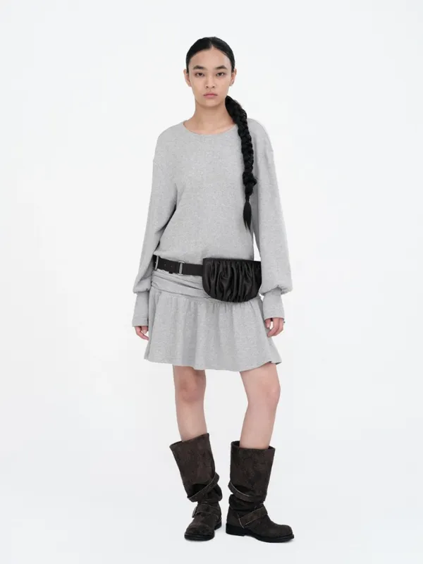 Back Open Mini Dress [Gray]