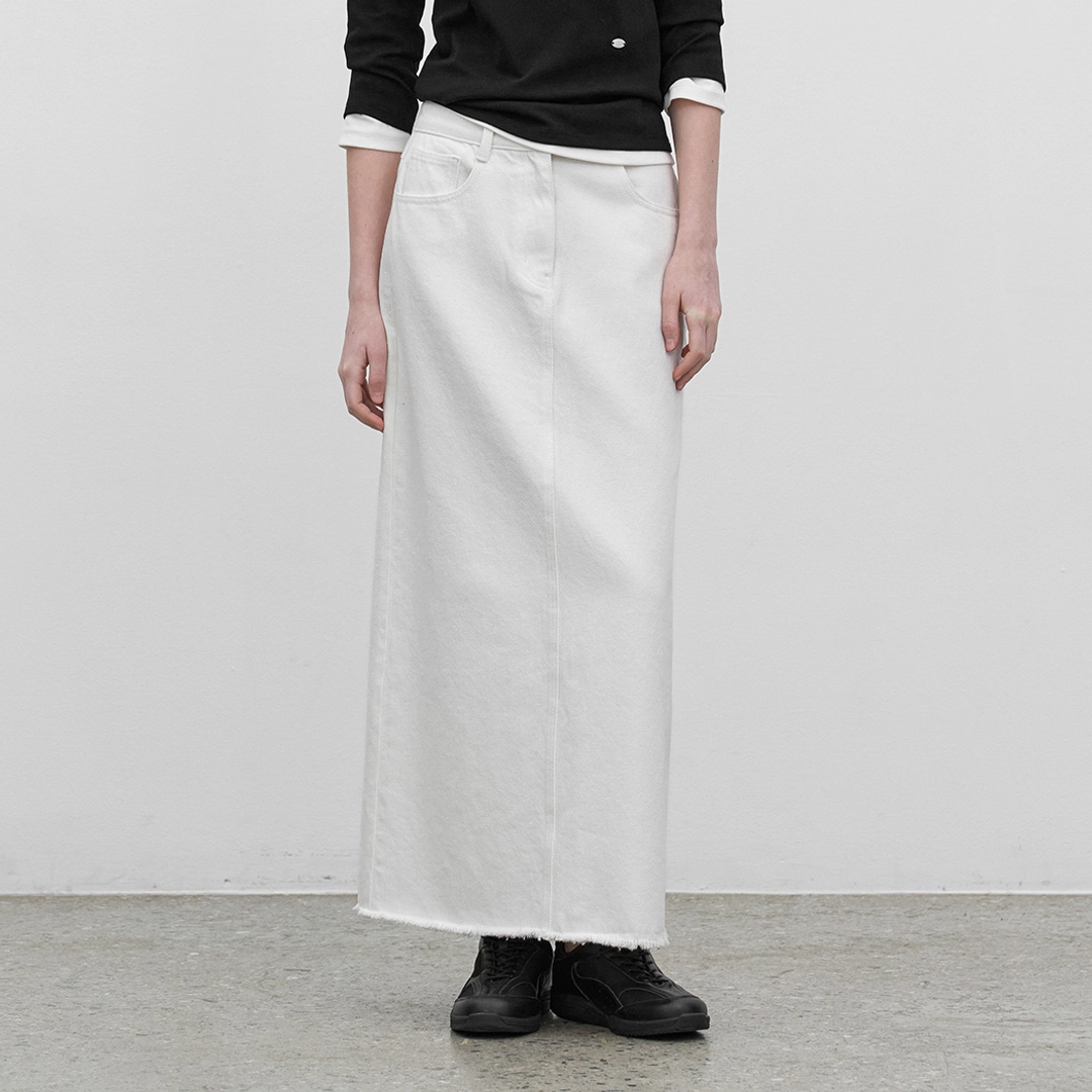 아뜰리에 나인 (SK-5073)SEMI A-LINE MAXI DENIM SKIRT 상품 이미지 1