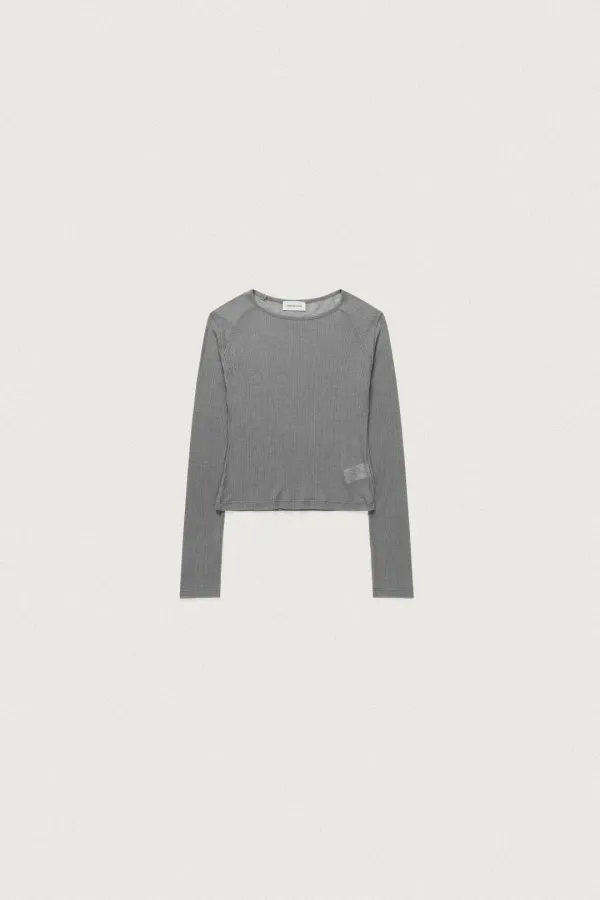 SHEER WOOL CREW NECK -T [GRAY]