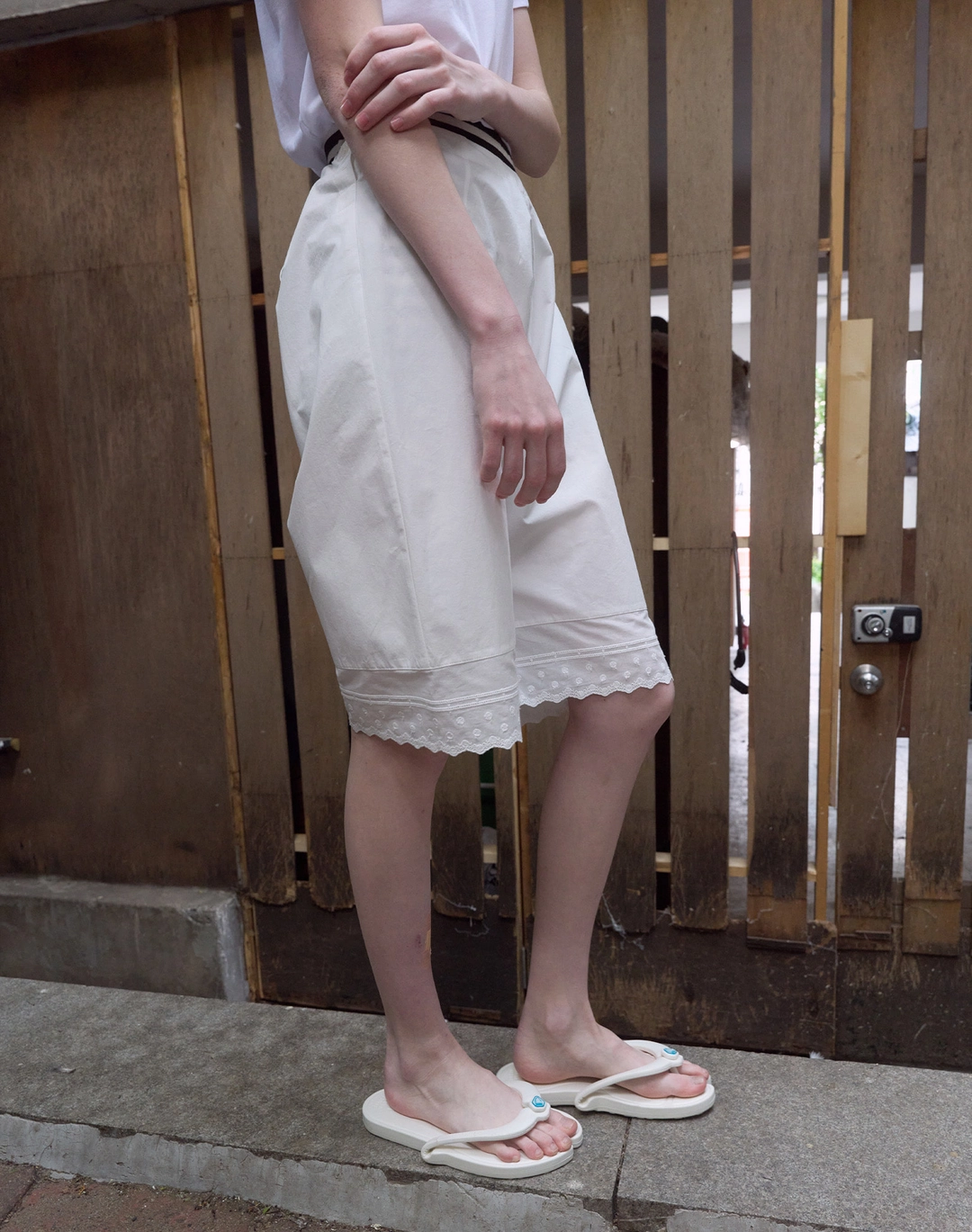 노컨텐츠 368. Lace Baggy Pants _ White 상품 이미지 1