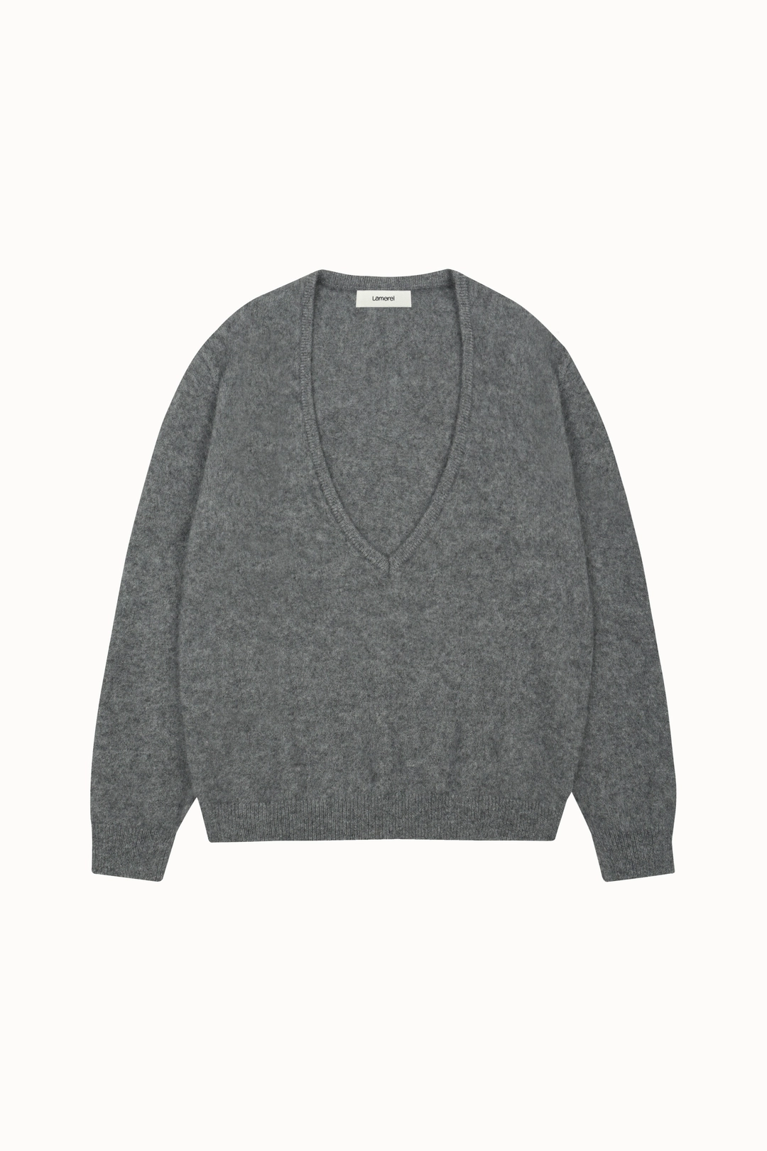 라메레이 Raccoon Deep V-Neck Knit Top [LMBFWIKN2101]-Gray 상품 이미지 2