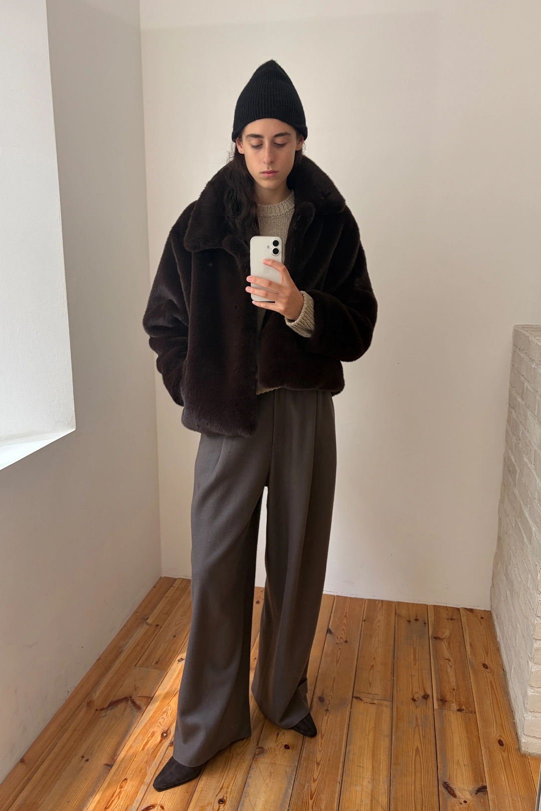 엔오르 SHORT FUR JACKET - BROWN 상품 이미지 2