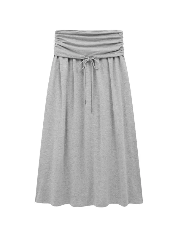 SHIRRING JERSEY MAXI SKIRT (MELANGE)