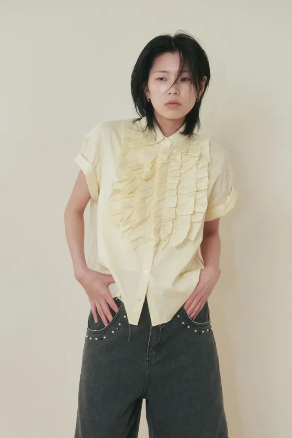 [PLZPROJECT]OXFORD FRILL SHIRT, LEMON