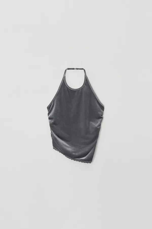 [2차] Velvet Lace Halter Top (gray)