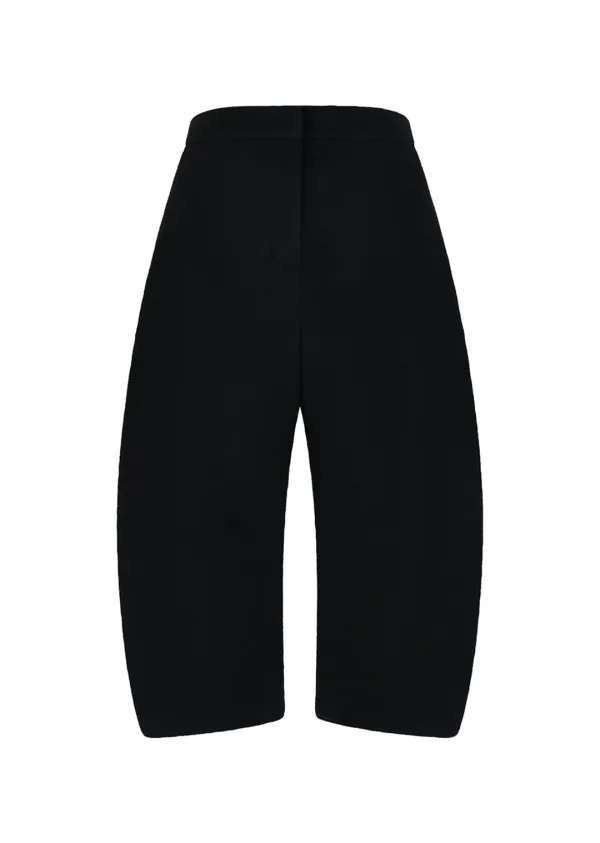 curved culotte pants, black
