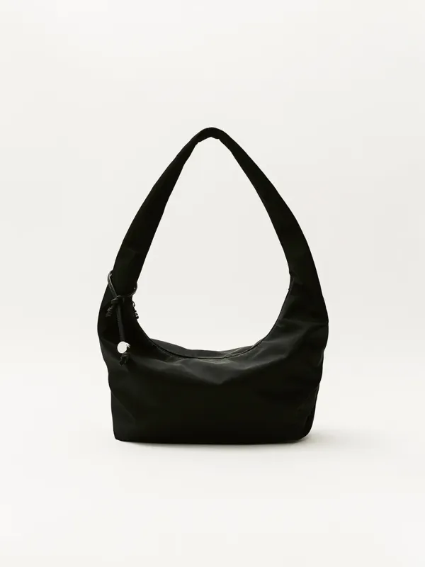 Clock nylon shoulder bag Black