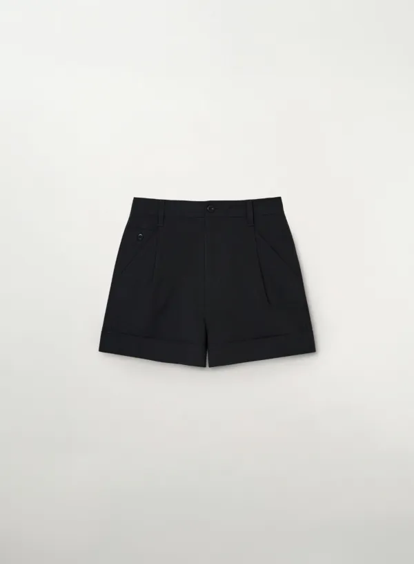(W) Pocket Cotton Chino Shorts - Black