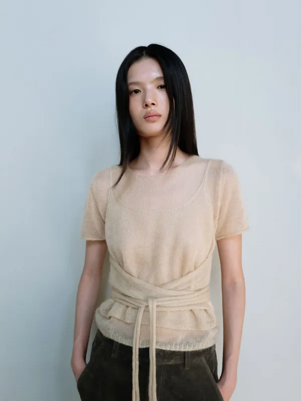 Mohair Wrap Sleeveless (Yellow / Khaki / Dark Gray)