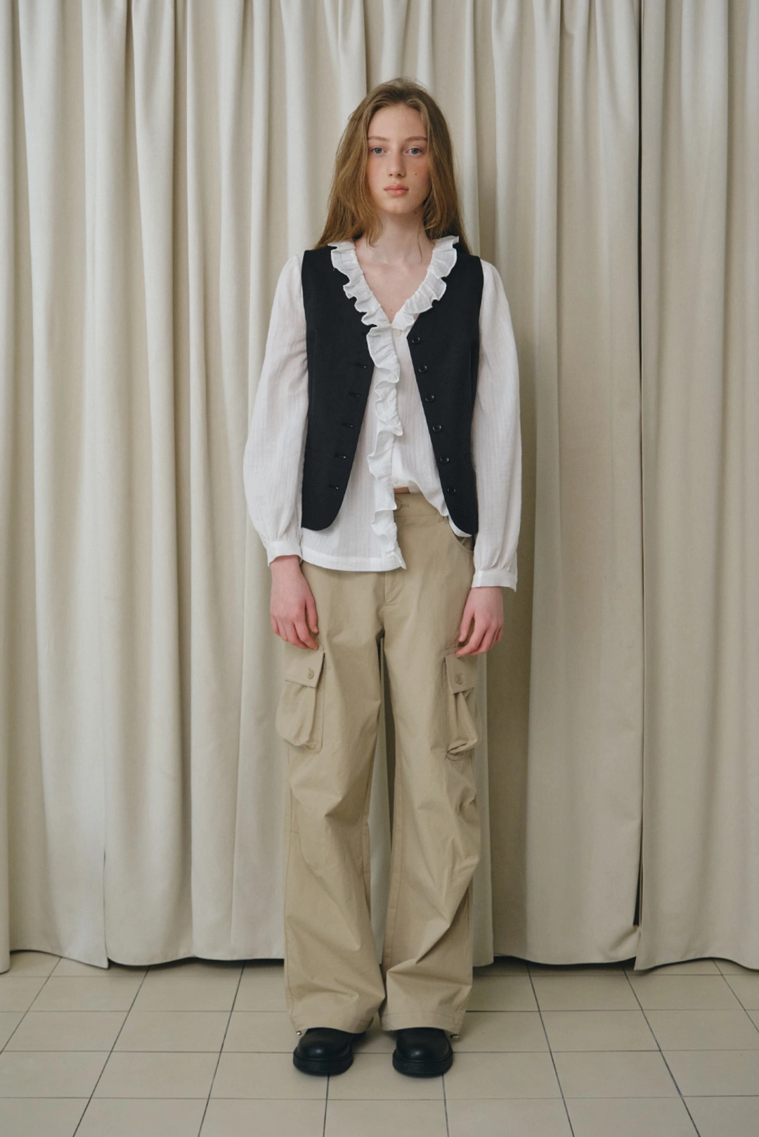 브렌다 브렌든 renee frill blouse - ivory 상품 이미지 2
