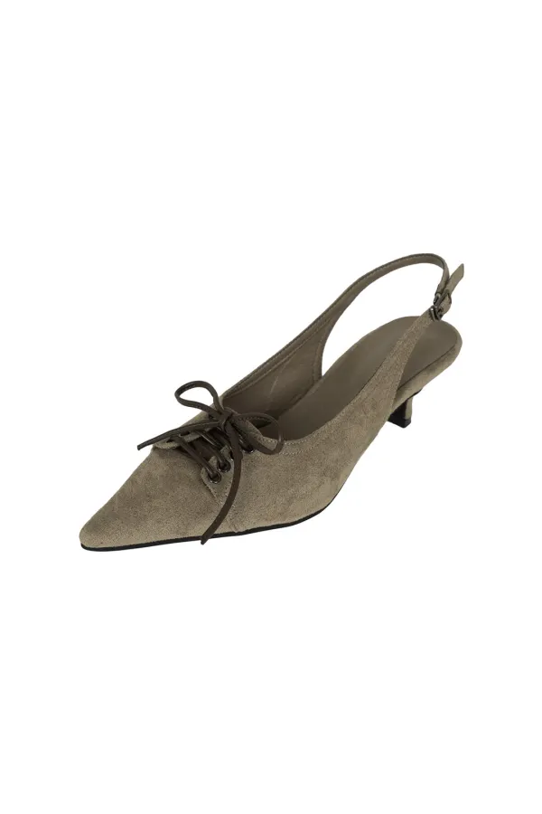 SUEDE EYELET SLINGBACK BEIGE