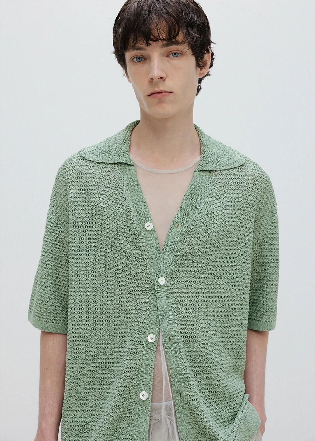우마뭉 Japanese paper yarn crochet shirts_Avocado 상품 이미지 2
