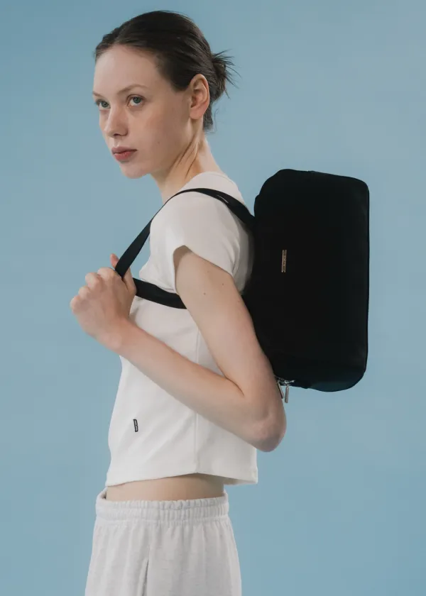 Brick nylon shoulder bag (black)