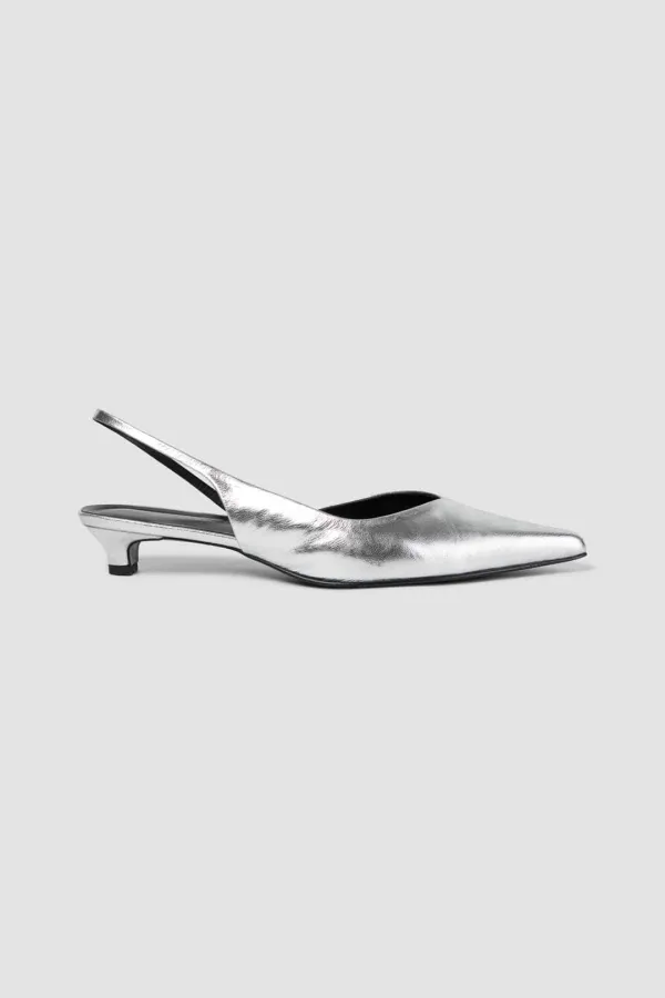 [EXCLUSIVE] OVERDUE KITTEN HEELED SLINGBACK_METALLIC SILVER
