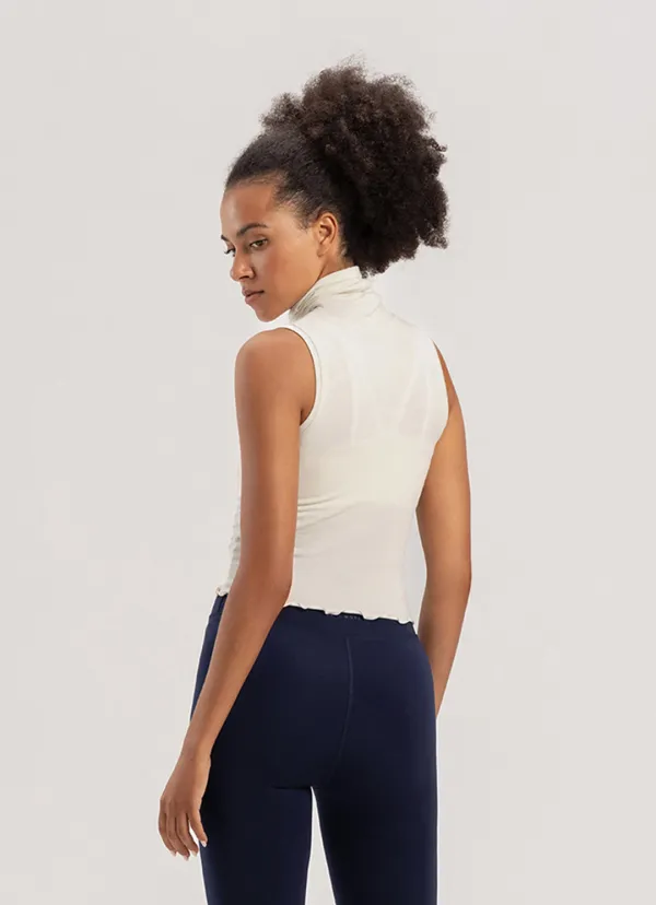 Soft turtleneck sleeveless_Silver Birch