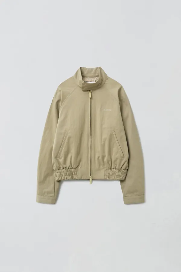 COTTON PLEATS BOMBER JACKET_BEIGE