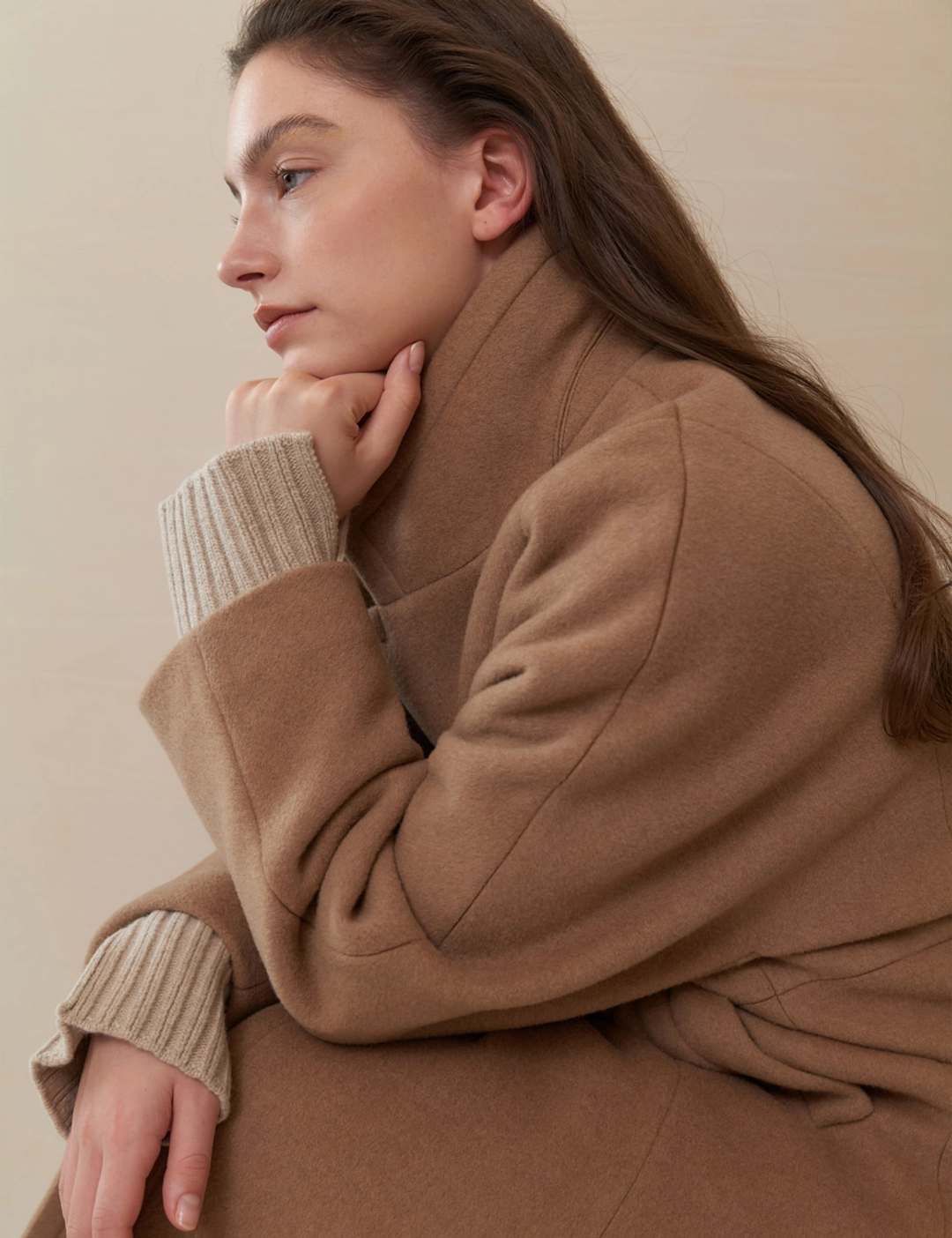 노미나떼 Henri Cashmere Blend Double Coat (Camel Beige) 상품 이미지 3