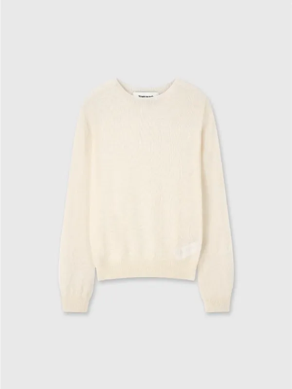(W) LIGHT WEIGHT MOHAIR SWEATER_ CREAM