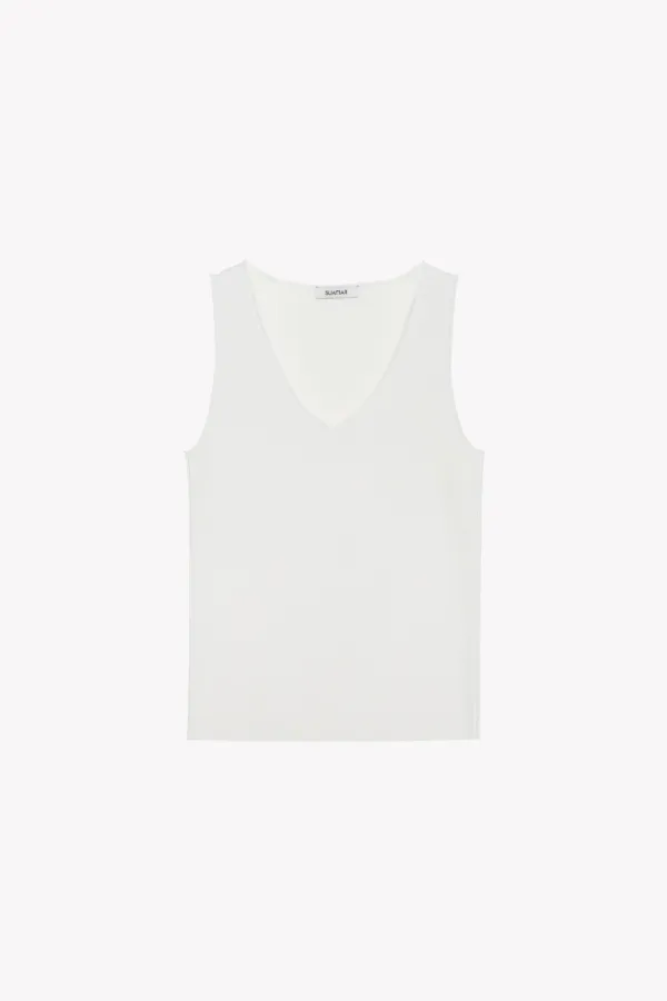 Sanne V Neck Sleeveless Knit (Ivory)