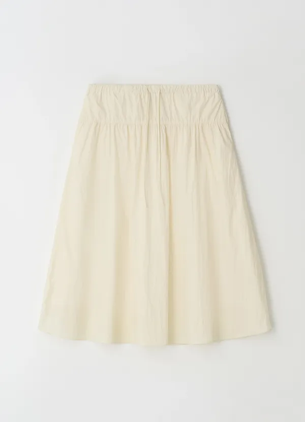 Pleated banding wide skirt_CREAM
