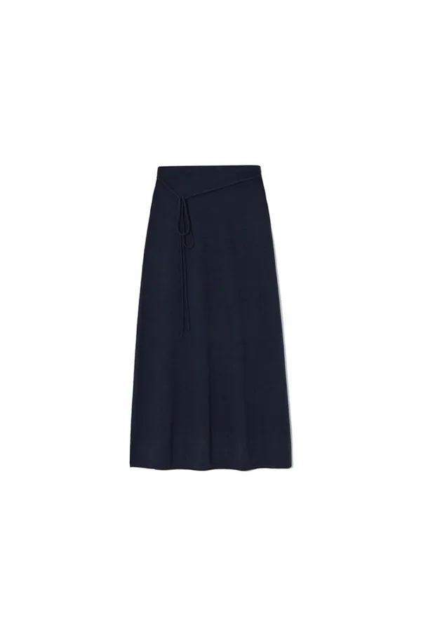 MORO CASHMERE KNIT LONG SKIRT [NAVY]