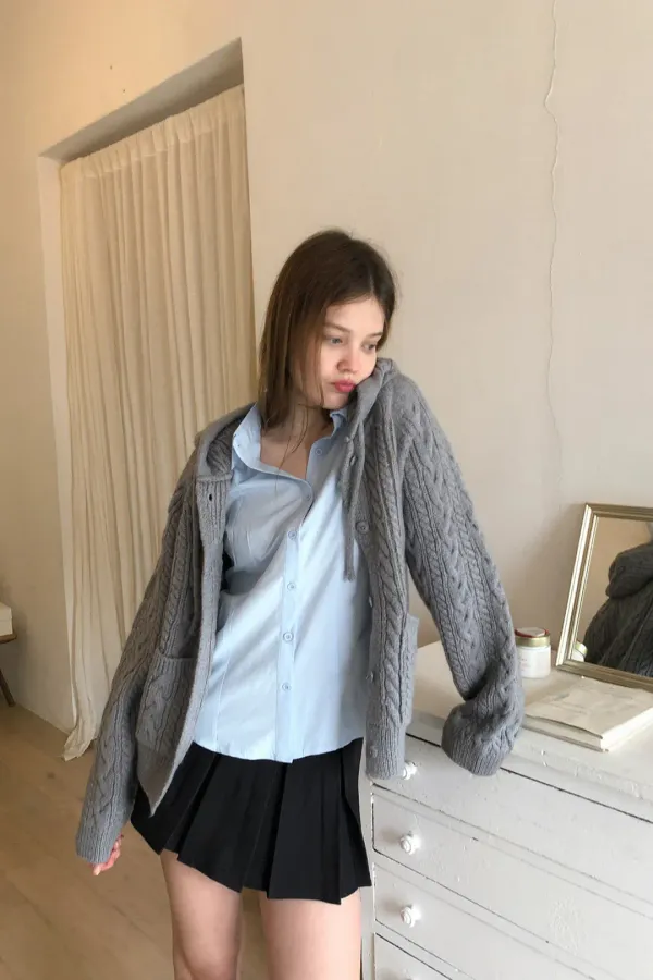 Ollie Cable Cardigan / Grey