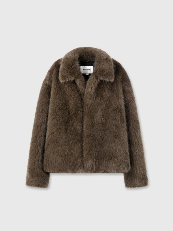 (W) FAUX FUR RELAXED BLOUSON_ MOCHA
