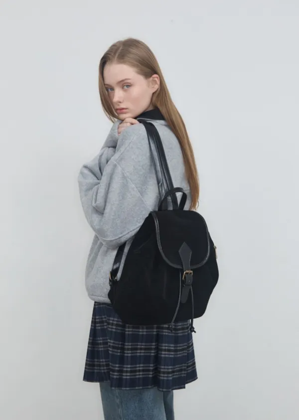 ANC SUEDE BACKPACK & CARD WALLET_BLACK