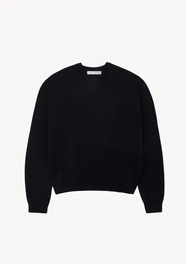 Merino Classic V-Neck Knit in Black