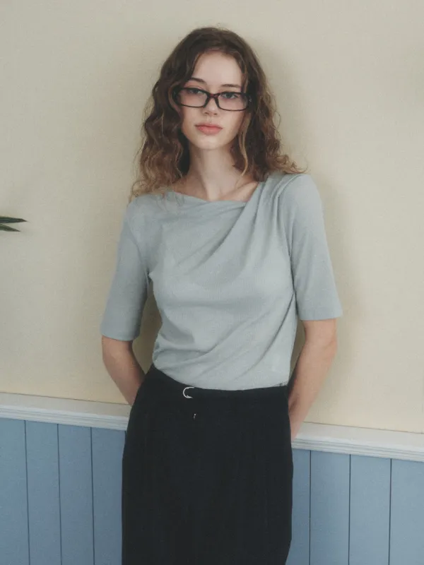 LOREN drape neck t-shirt_mint (6/2 예약배송)
