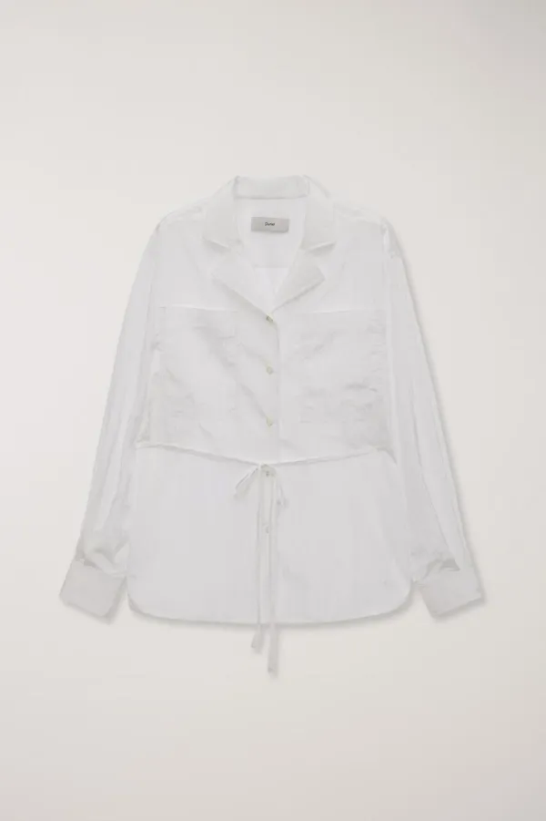 SILKY BELTED BLOUSE WHITE