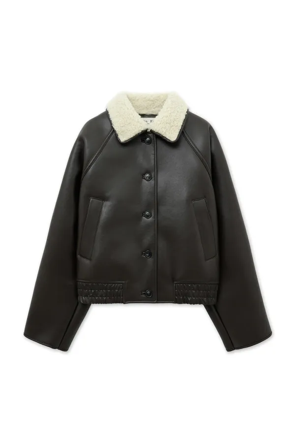 FUR COLLAR MUSTANG JUMPER IN DARK BROWN