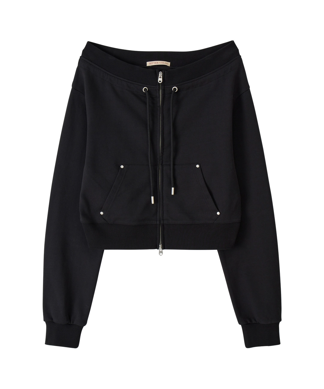 비터셀즈 Vera Off Shoulder Zip Up-Black 상품 이미지 1