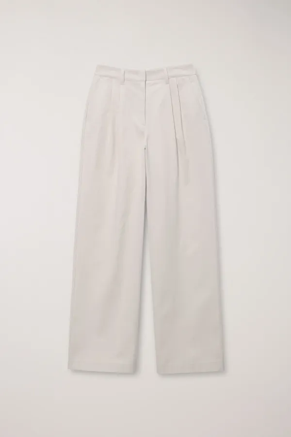 DOUBLE PLEATED CHINO SLACKS IVORY