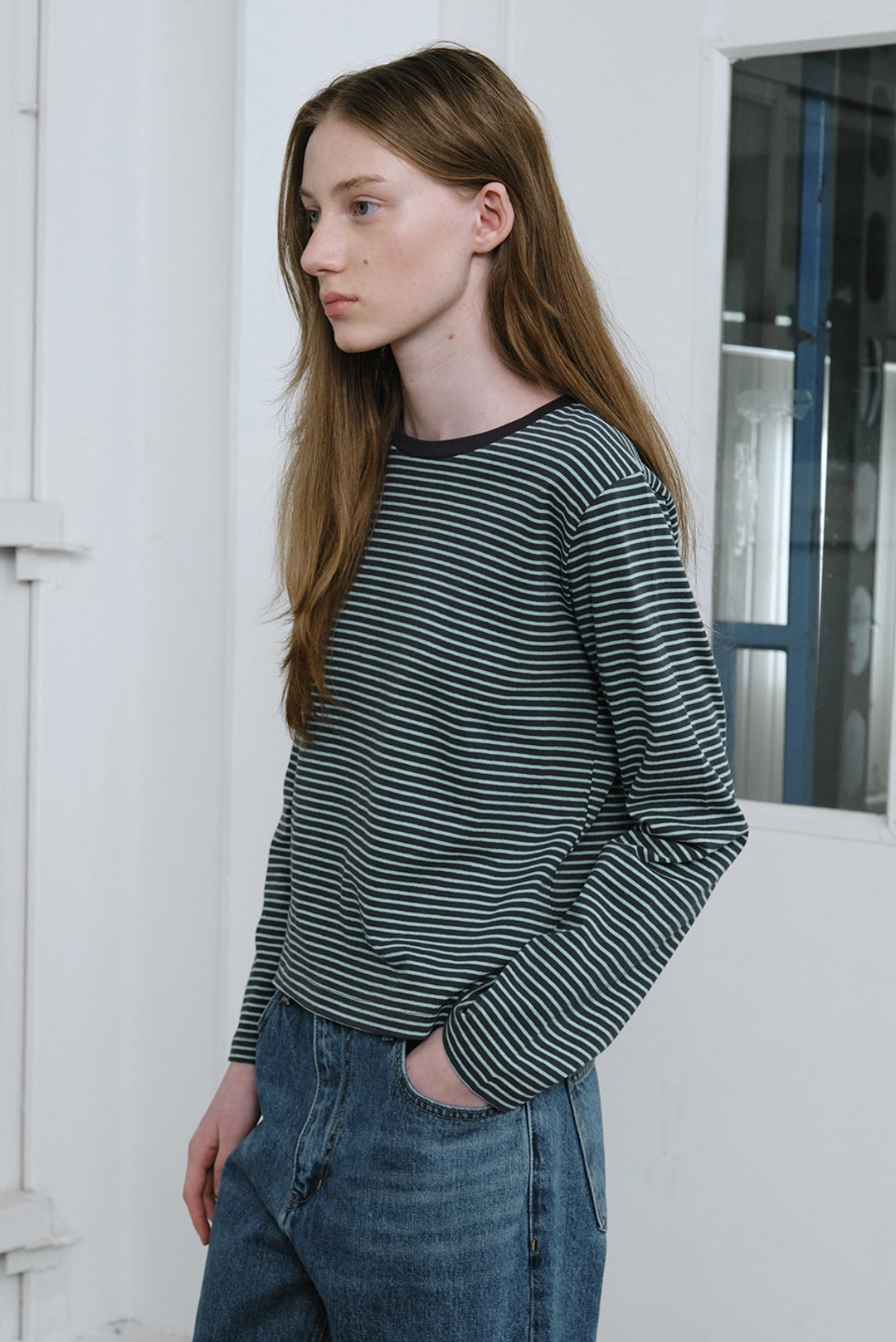 브렌다 브렌든 greenwich stripe tee - mint 상품 이미지 1