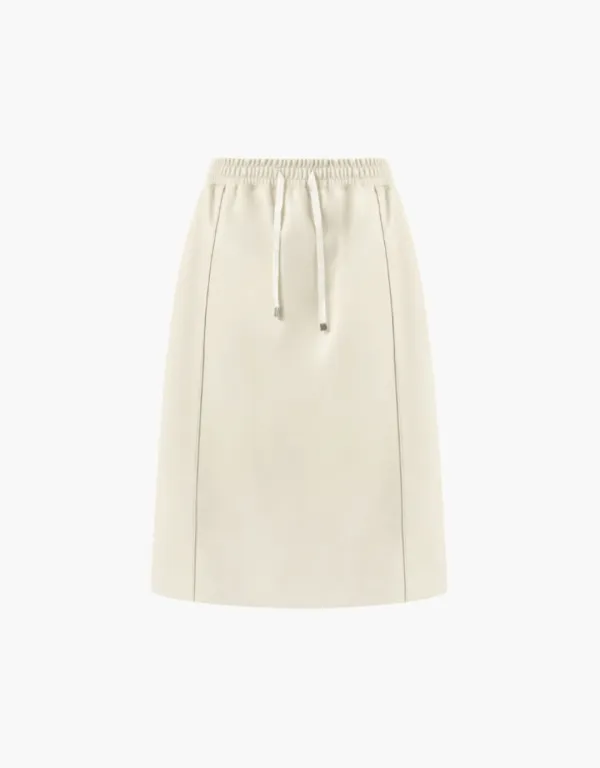 leather banding skirt - ivory