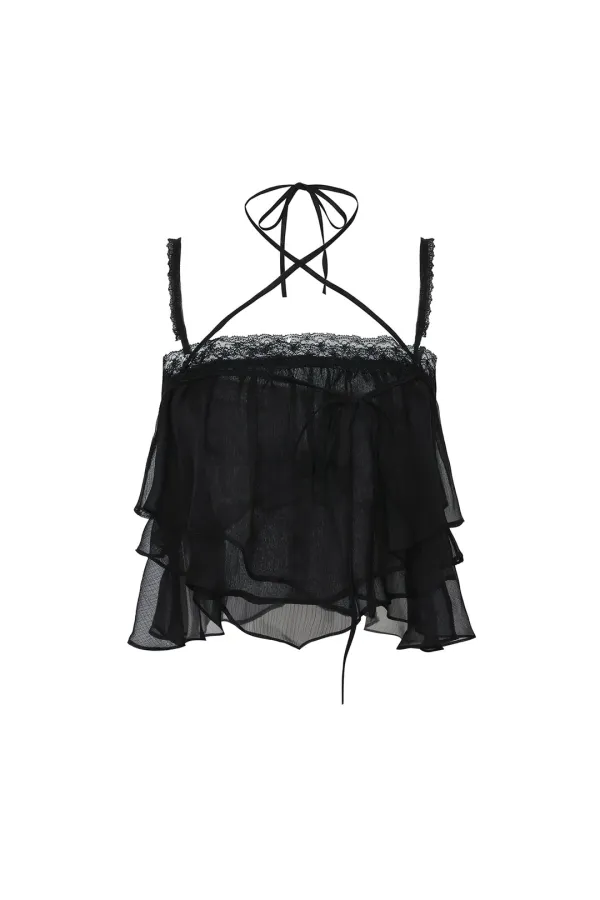 MERMAID FRILL TOP black