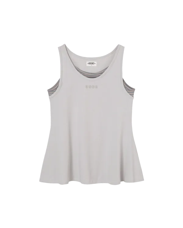 STRIPE LAYERED SLEEVELESS [ASH]