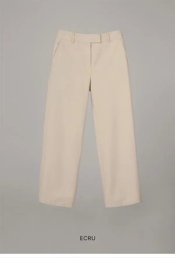 COTTON STRAIGHT PANTS_ECRU