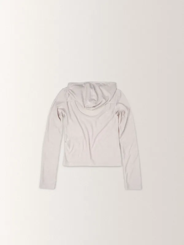 BACK OPEN HOOD TEE [ BEIGE ]