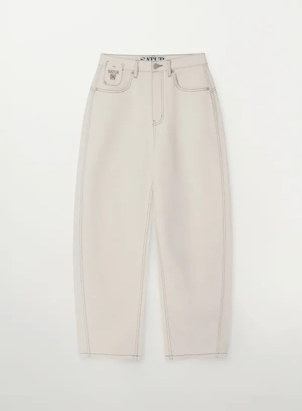 [이민정 Pick] (W) Round Color Denim Pants - Ecru