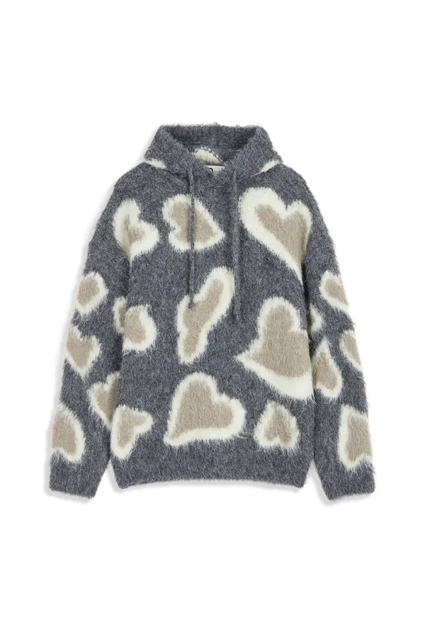 LEOPARD IN LOVE HOODIE, GRAY