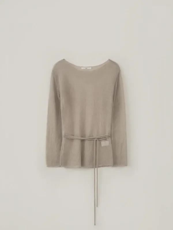 Kid Mohair Long Sleeve Knit - Beige