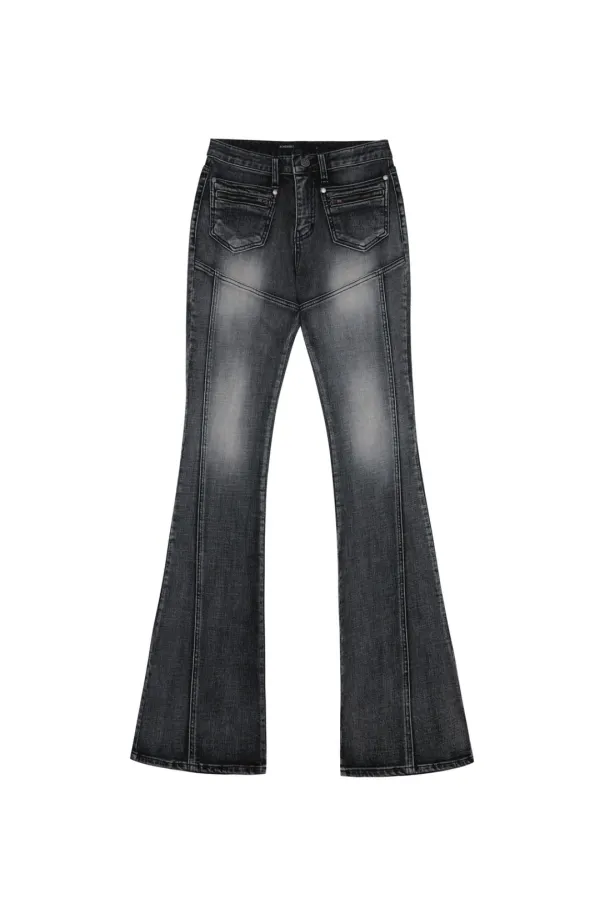 [ 6TH ] FRONT POCKET BOOTS CUT DENIM PANTS, GRAY