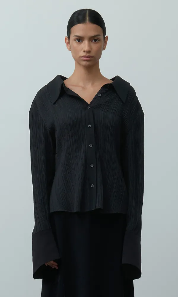Ziggle peplum shirt_Knife Black